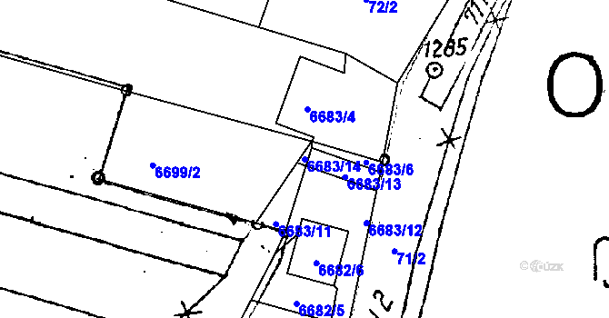 Parcela st. 6683/14 v KÚ Mutěnice, Katastrální mapa