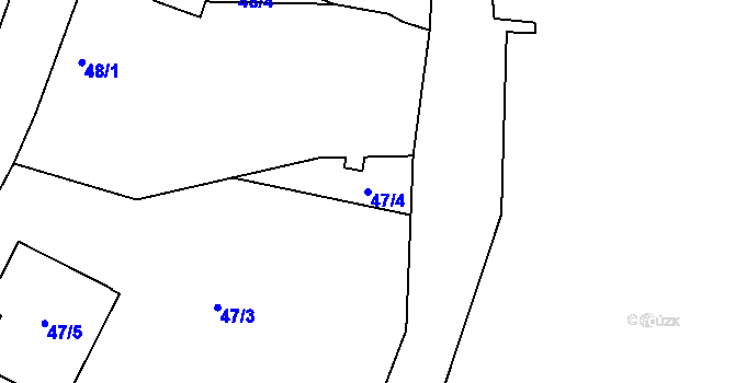 Parcela st. 47/4 v KÚ Mutěnice, Katastrální mapa