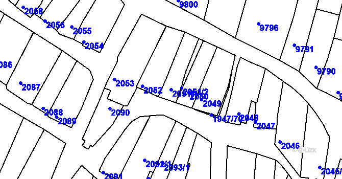 Parcela st. 2051/1 v KÚ Mutěnice, Katastrální mapa