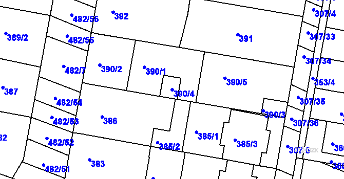 Parcela st. 390/4 v KÚ Mutěnice, Katastrální mapa