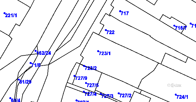 Parcela st. 723/1 v KÚ Mutěnice, Katastrální mapa
