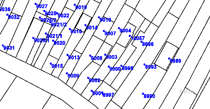 Parcela st. 9003 v KÚ Mutěnice, Katastrální mapa