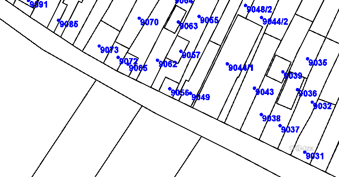 Parcela st. 9056 v KÚ Mutěnice, Katastrální mapa