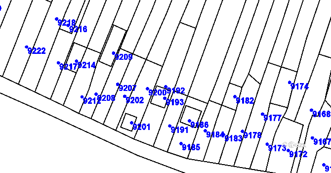 Parcela st. 9192 v KÚ Mutěnice, Katastrální mapa