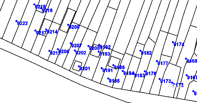 Parcela st. 9193 v KÚ Mutěnice, Katastrální mapa
