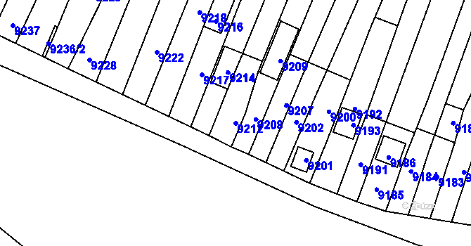 Parcela st. 9212 v KÚ Mutěnice, Katastrální mapa