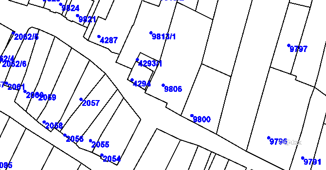Parcela st. 9806 v KÚ Mutěnice, Katastrální mapa
