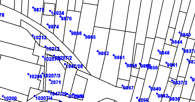 Parcela st. 9862 v KÚ Mutěnice, Katastrální mapa