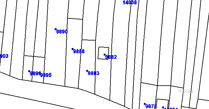 Parcela st. 9882 v KÚ Mutěnice, Katastrální mapa