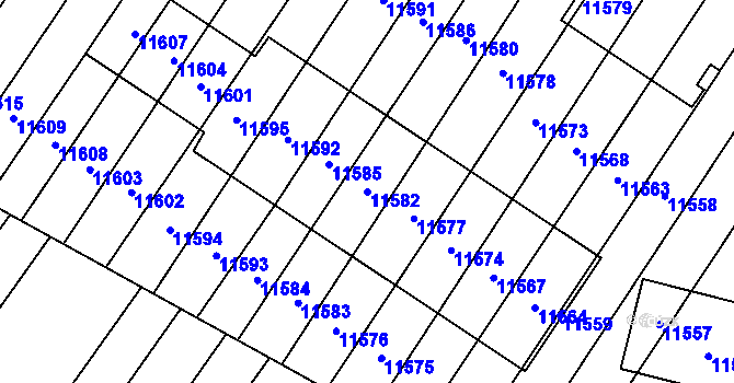 Parcela st. 11582 v KÚ Mutěnice, Katastrální mapa