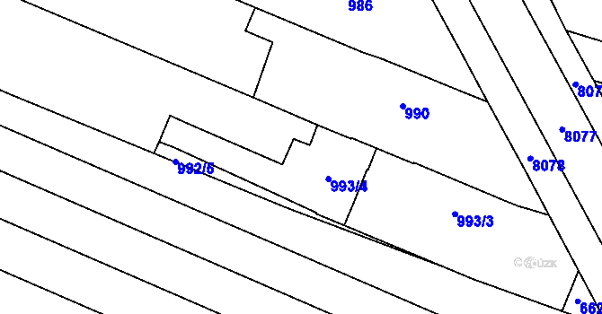 Parcela st. 992/4 v KÚ Mutěnice, Katastrální mapa