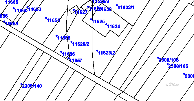 Parcela st. 11623/2 v KÚ Mutěnice, Katastrální mapa