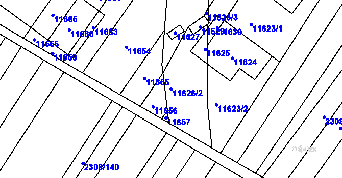 Parcela st. 11626/2 v KÚ Mutěnice, Katastrální mapa