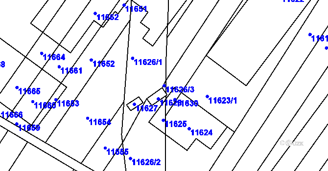 Parcela st. 11626/3 v KÚ Mutěnice, Katastrální mapa