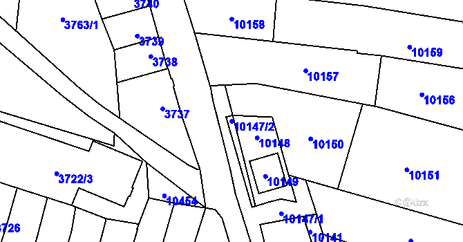 Parcela st. 10147/2 v KÚ Mutěnice, Katastrální mapa