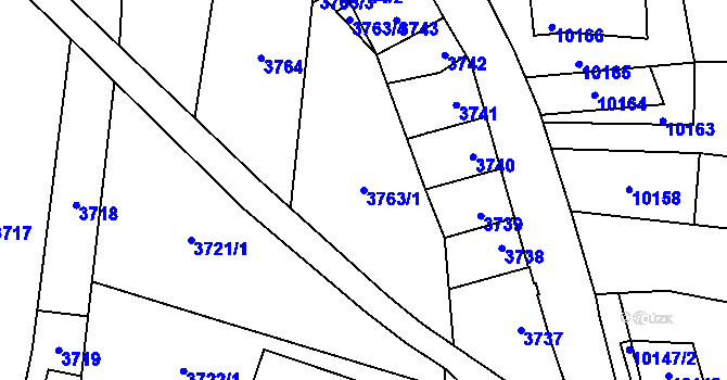 Parcela st. 3763/1 v KÚ Mutěnice, Katastrální mapa