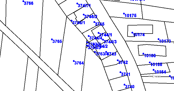 Parcela st. 3763/3 v KÚ Mutěnice, Katastrální mapa
