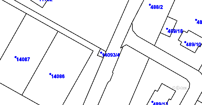 Parcela st. 14093/4 v KÚ Mutěnice, Katastrální mapa