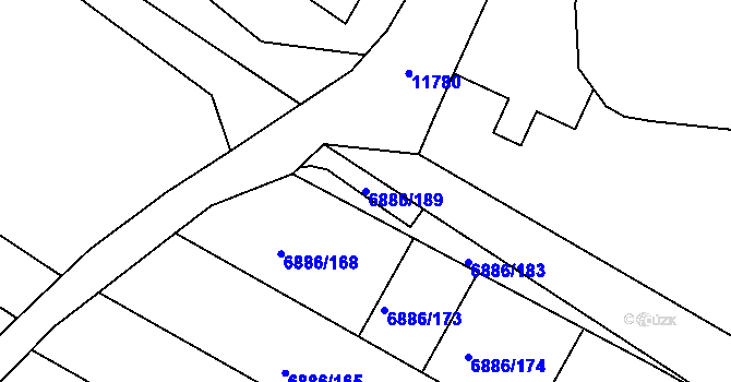 Parcela st. 6886/189 v KÚ Mutěnice, Katastrální mapa