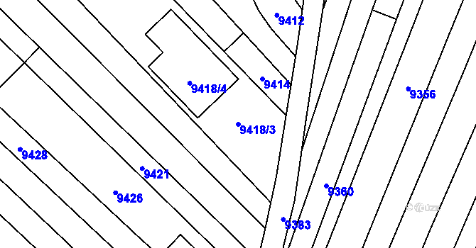 Parcela st. 9418/3 v KÚ Mutěnice, Katastrální mapa