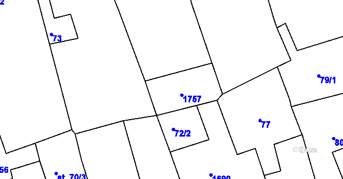 Parcela st. 45/2 v KÚ Mutěnín, Katastrální mapa