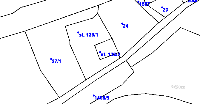 Parcela st. 138/2 v KÚ Mutěnín, Katastrální mapa