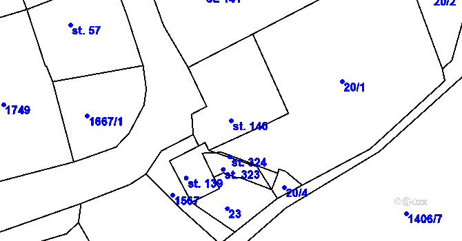Parcela st. 140 v KÚ Mutěnín, Katastrální mapa