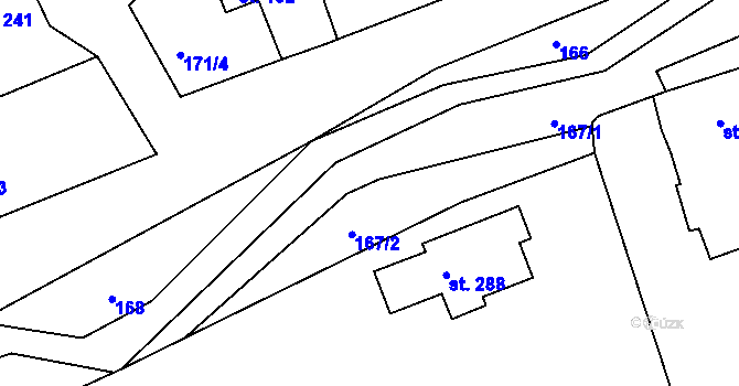 Parcela st. 167 v KÚ Mutěnín, Katastrální mapa