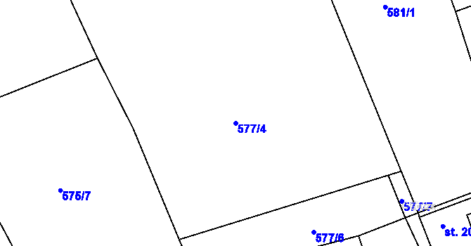 Parcela st. 577/4 v KÚ Mutěnín, Katastrální mapa