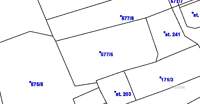 Parcela st. 577/5 v KÚ Mutěnín, Katastrální mapa