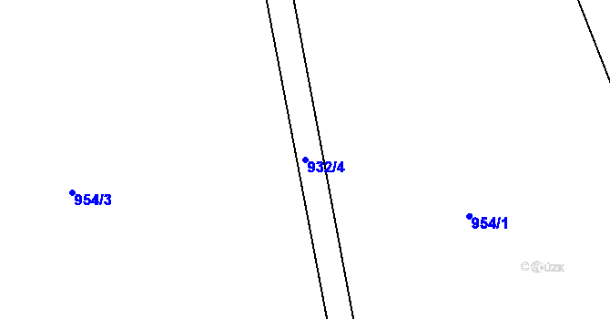 Parcela st. 932/4 v KÚ Mutěnín, Katastrální mapa