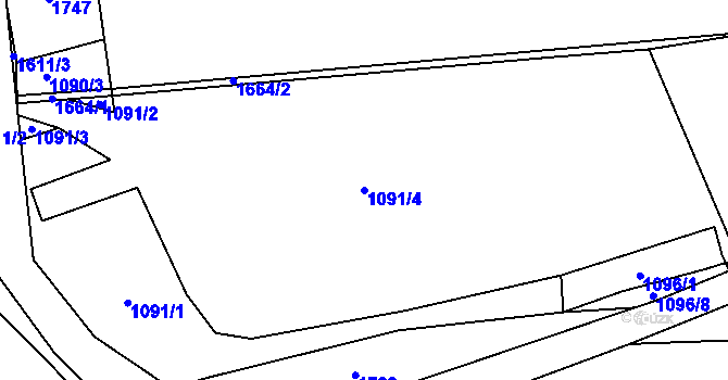 Parcela st. 1091/4 v KÚ Mutěnín, Katastrální mapa