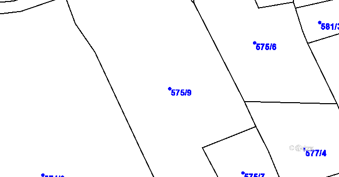 Parcela st. 575/9 v KÚ Mutěnín, Katastrální mapa