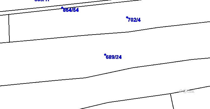 Parcela st. 689/24 v KÚ Mutěnín, Katastrální mapa