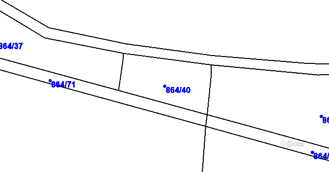 Parcela st. 864/40 v KÚ Mutěnín, Katastrální mapa
