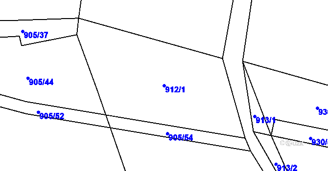Parcela st. 912/1 v KÚ Mutěnín, Katastrální mapa