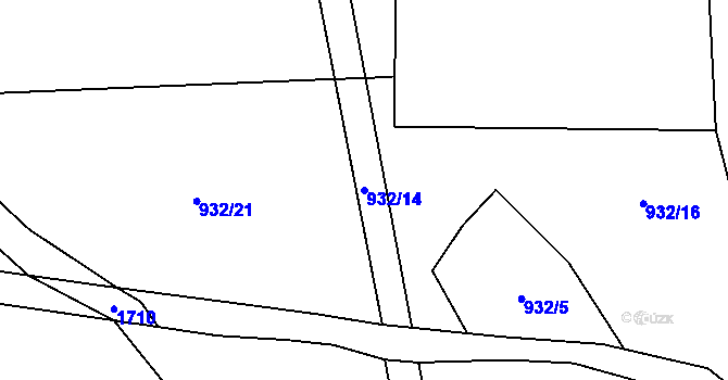 Parcela st. 932/14 v KÚ Mutěnín, Katastrální mapa