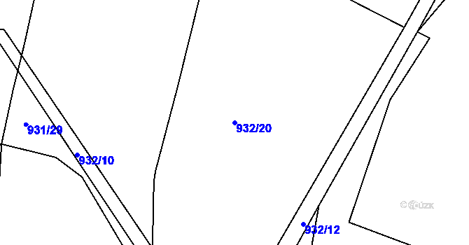 Parcela st. 932/20 v KÚ Mutěnín, Katastrální mapa