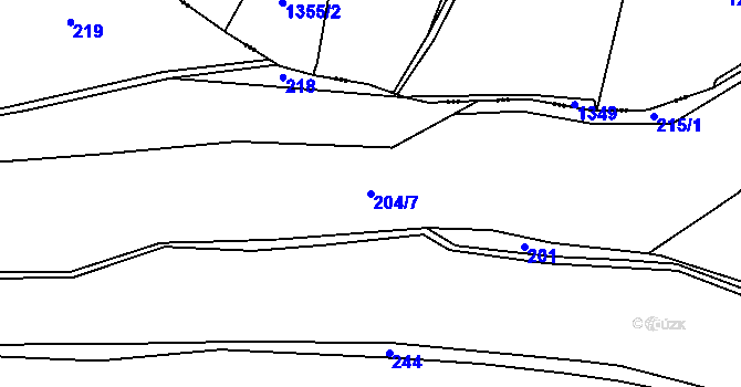 Parcela st. 204/7 v KÚ Starý Kramolín, Katastrální mapa