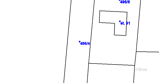 Parcela st. 496/4 v KÚ Holušice u Mužetic, Katastrální mapa