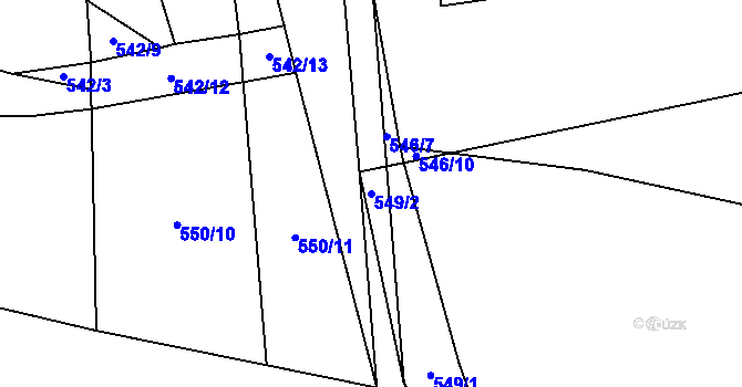 Parcela st. 549/2 v KÚ Holušice u Mužetic, Katastrální mapa