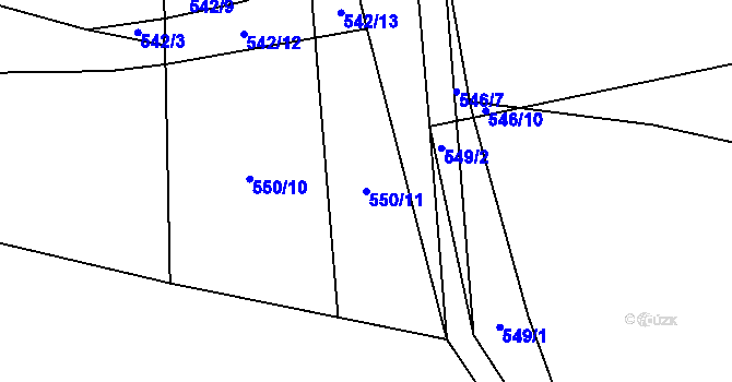 Parcela st. 550/11 v KÚ Holušice u Mužetic, Katastrální mapa