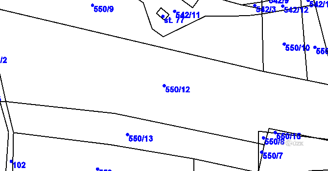 Parcela st. 550/12 v KÚ Holušice u Mužetic, Katastrální mapa