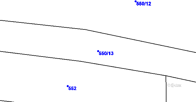 Parcela st. 550/13 v KÚ Holušice u Mužetic, Katastrální mapa