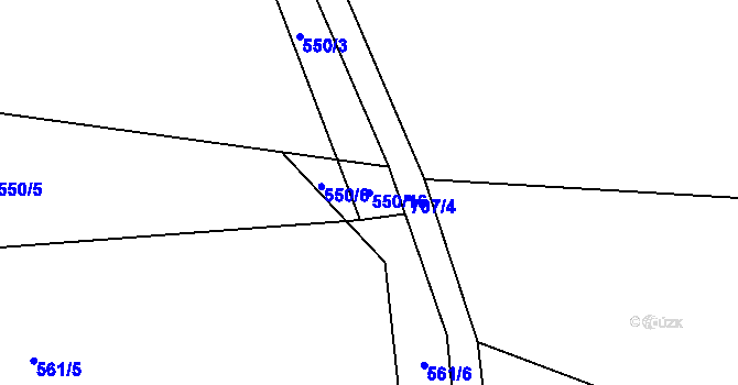 Parcela st. 550/16 v KÚ Holušice u Mužetic, Katastrální mapa