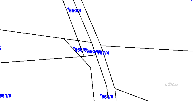 Parcela st. 707/4 v KÚ Holušice u Mužetic, Katastrální mapa