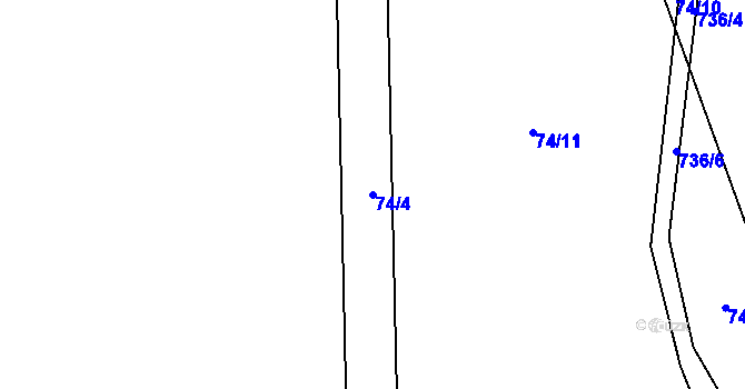Parcela st. 74/4 v KÚ Holušice u Mužetic, Katastrální mapa