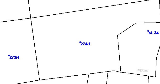 Parcela st. 274/1 v KÚ Holušice u Mužetic, Katastrální mapa