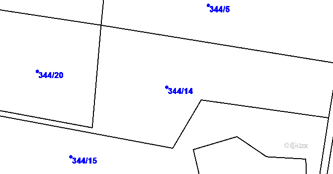 Parcela st. 344/14 v KÚ Holušice u Mužetic, Katastrální mapa
