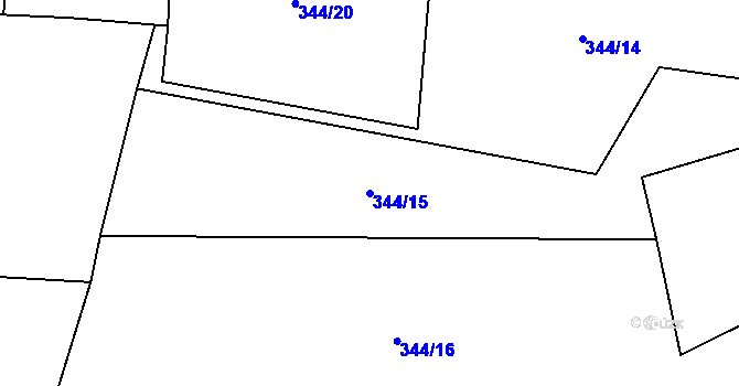 Parcela st. 344/15 v KÚ Holušice u Mužetic, Katastrální mapa